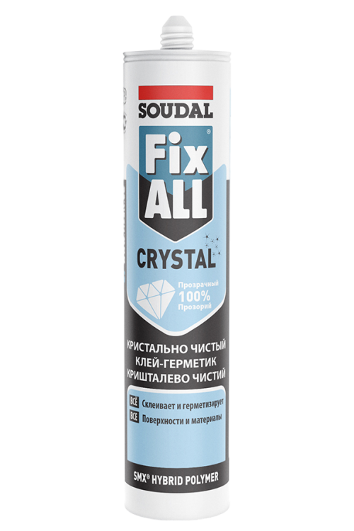 Клей-герметик гибридный Soudal Fix All Crystal, прозрачный, 290 мл