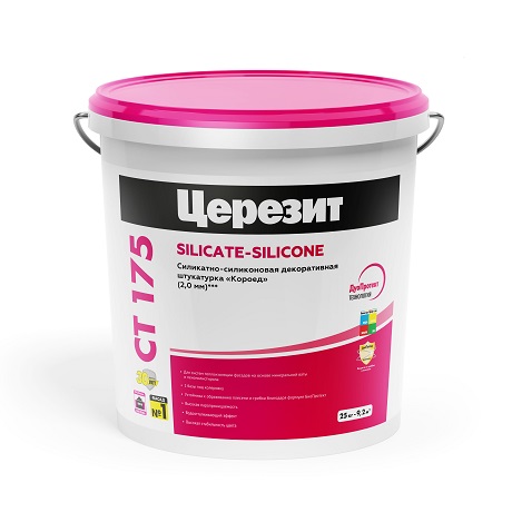 Ceresit СТ 175 Штукатурка силикатная силиконовая 2,0мм (25кг) Sahara 3