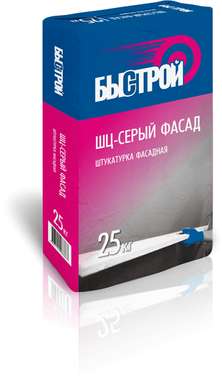 Штукатурка цементная фасадная Быстрой ШЦ-серый Фасад, 25 кг