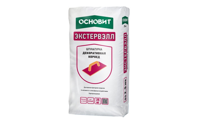 Штукатурка декоративная минеральная Основит Экстервэлл OS-2.0 WK короед 2 мм, белая, 25 кг