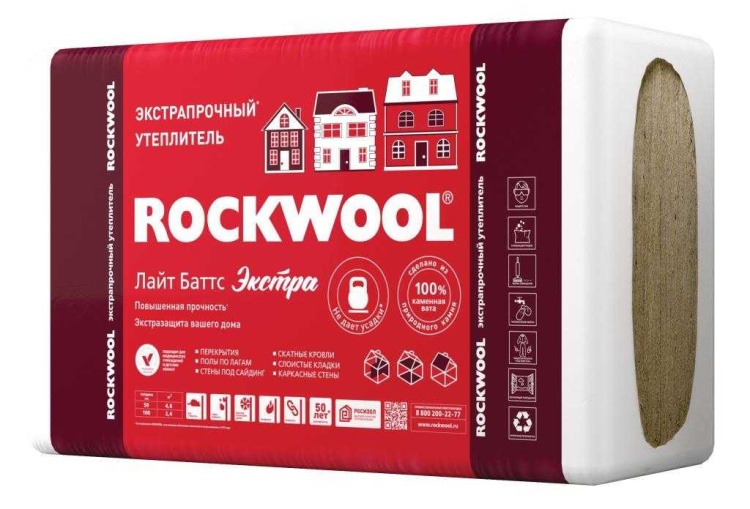 Утеплитель Rockwool Лайт Баттс Д ЭКСТРА 1000х600х100 мм, 5 шт. уп