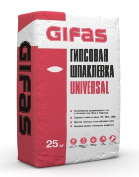 GIFAS Шпатлевка гипсовая белая AUSBAU UNIVERSAL GIPS, 50 шт/25 кг