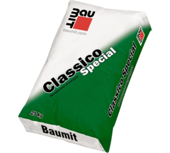 Минеральная штукатурка Baumit Classico Special K2, шуба, белая, 25кг