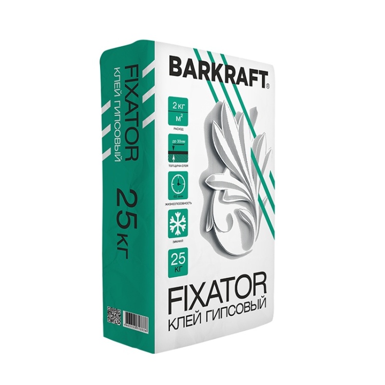 Клей гипсовый монтажный Баркрафт (Barkraft) Fixator зимний, 25 кг