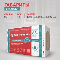 Rockwool Акустик Баттс (1000*600*50) 10п/0,3м3/6м2/20пач.под